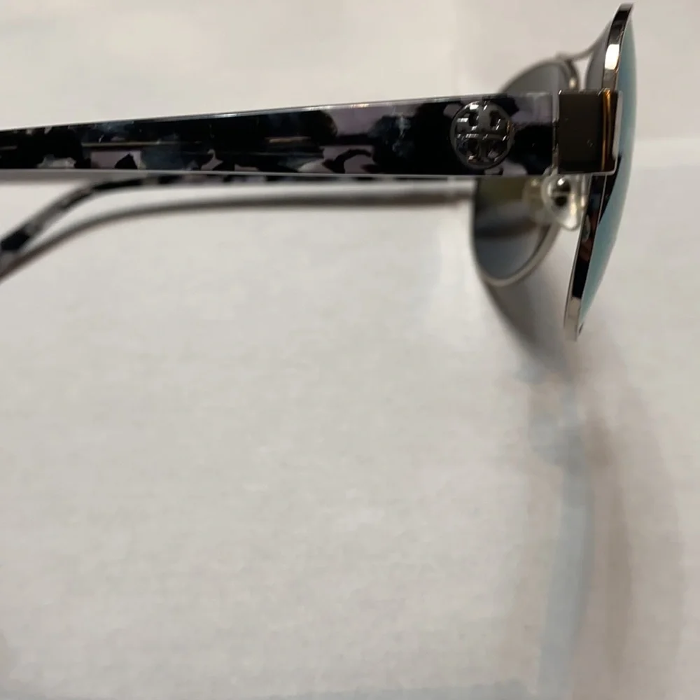 Tory Burch Blue Lens Aviator Sunglasses with Orange Case